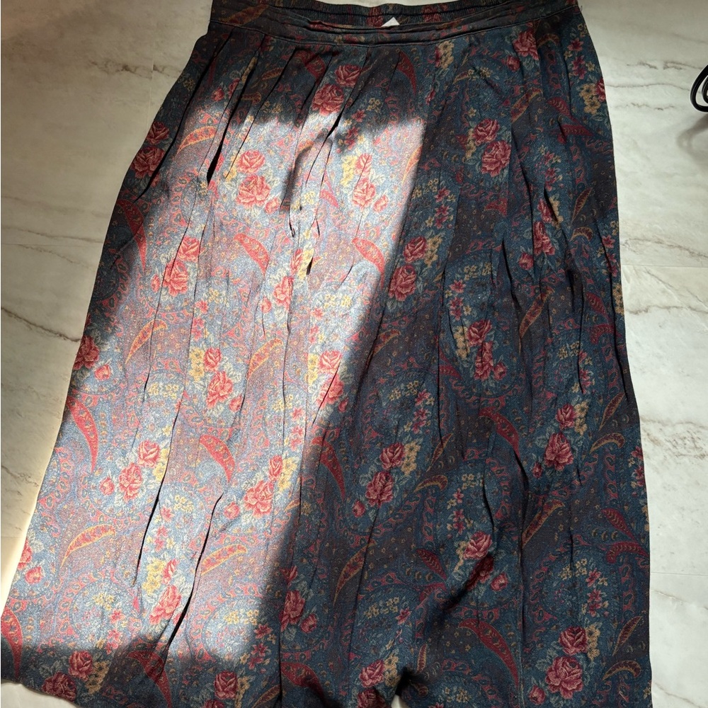 Vintage Casablanca Floral Patterned Midi Skirt- Size 16